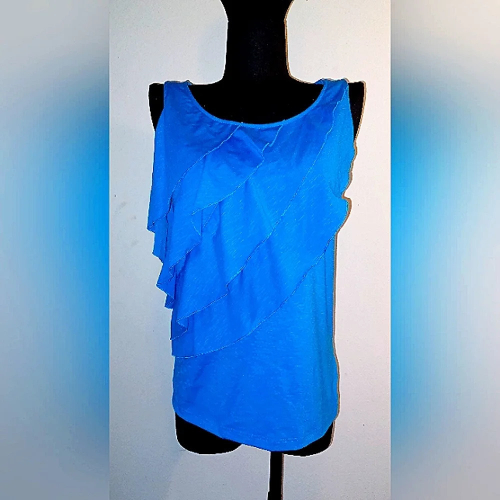 Raffaella Blue Layered Ruffle Tank Top